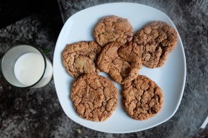 Chocolate & Pecan Cookies with milk